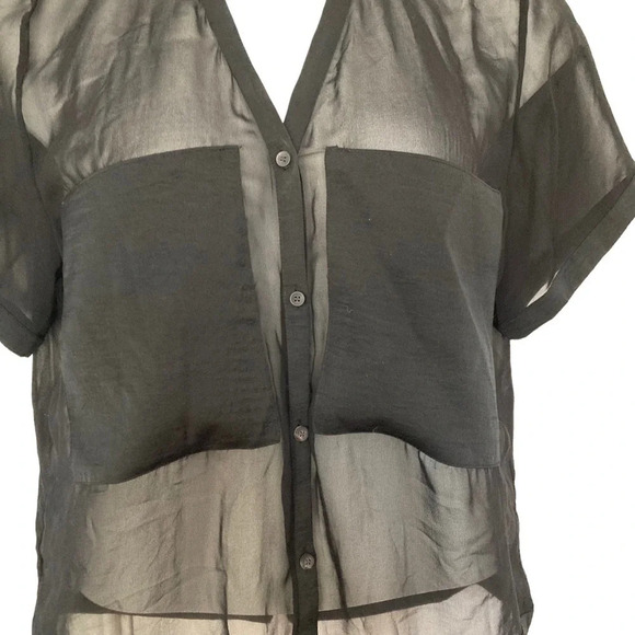 Helmut Lang Women's Black Allover Sheer Blouse  Sz: Small - Picture 2 of 5